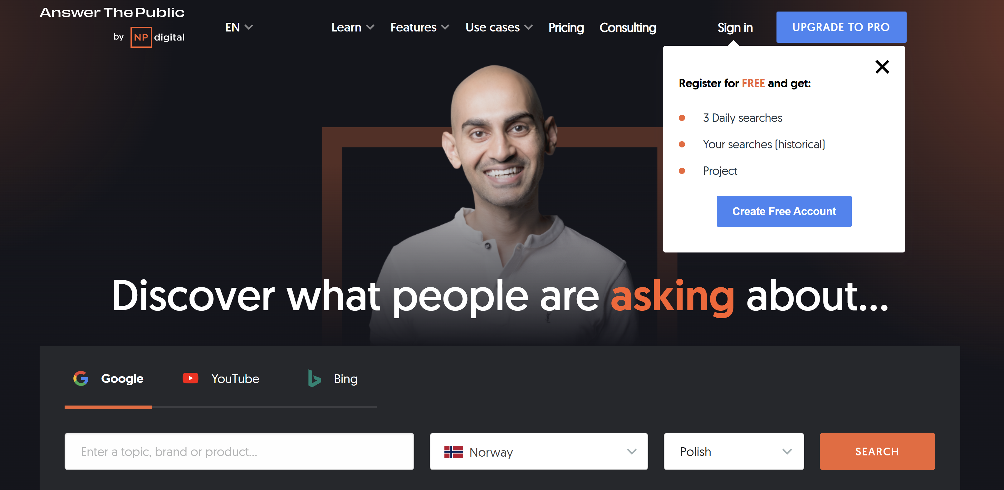Answer the public – ways to get free traffic to your website