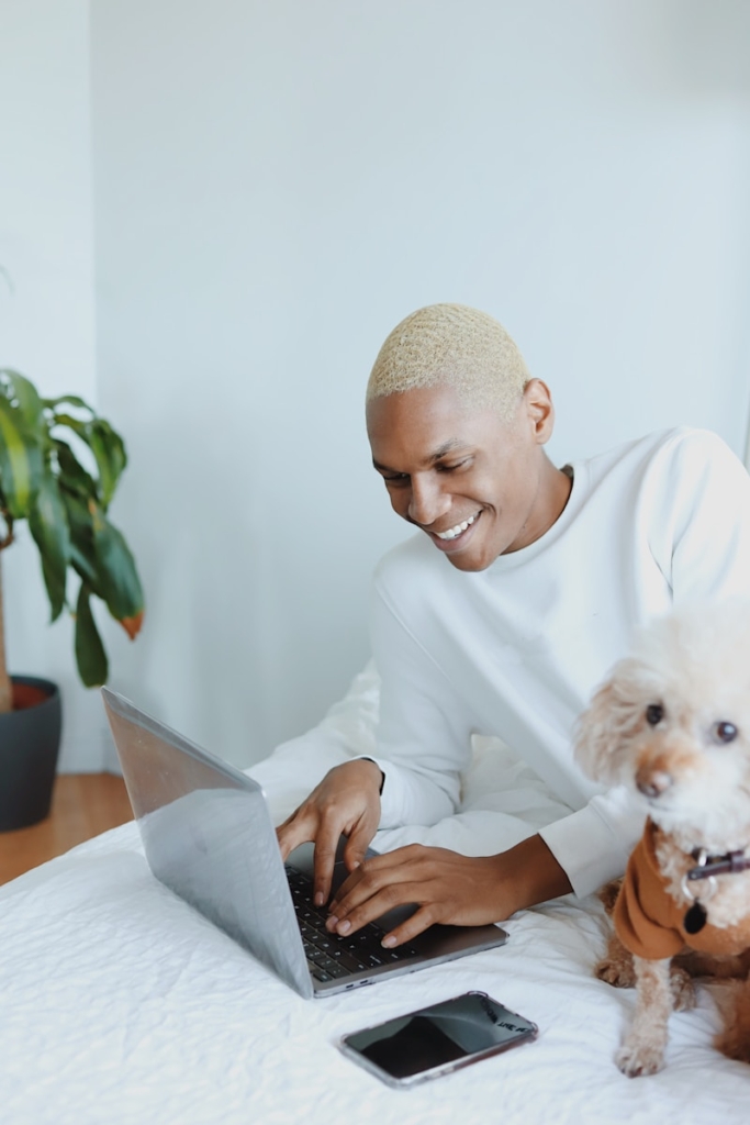 freelancer in front of his computer